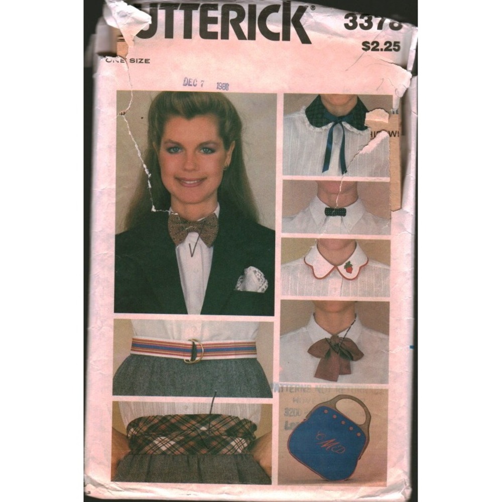 Vintage‎ Butterick 3378 Sewing Pattern 1980s Misses Accessory Package Bow Tie FF